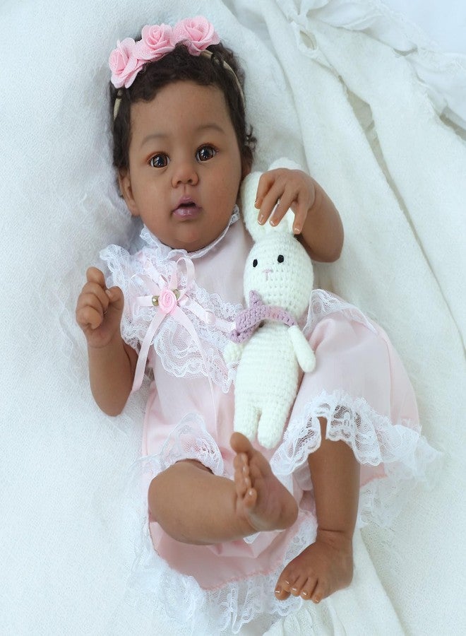 KSBD Reborn Baby Doll Black Girl - 18-Inch Realistic Lifelike African American Newborn Handmade Doll with Real Life Soft Weighted Body and Accessories - Gift for Kids Ages 3 and Up - Image 2